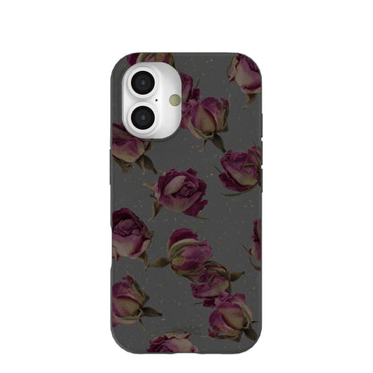 Black Dried Rosebuds iPhone 16 Case